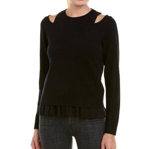 $248 Derek Lam 10 Crosby Layered Wool Blend Black Sweater - M